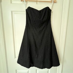 Shoshanna Black Eyelet Strapless Dress Size 4 Knee Length